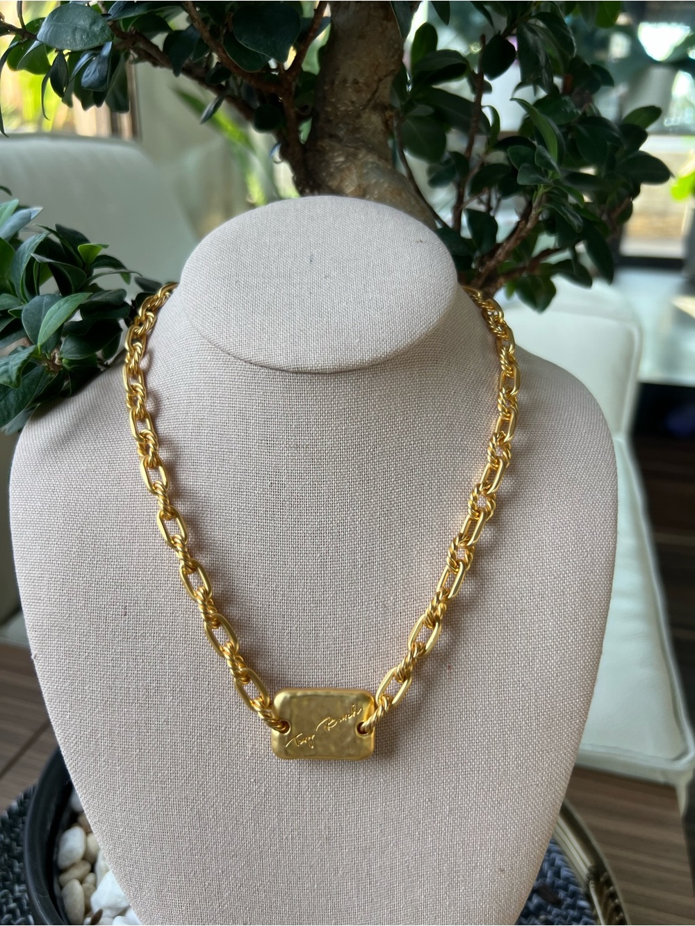 Tory Burch Signature Bar Gold Chain Necklace - 
18” long